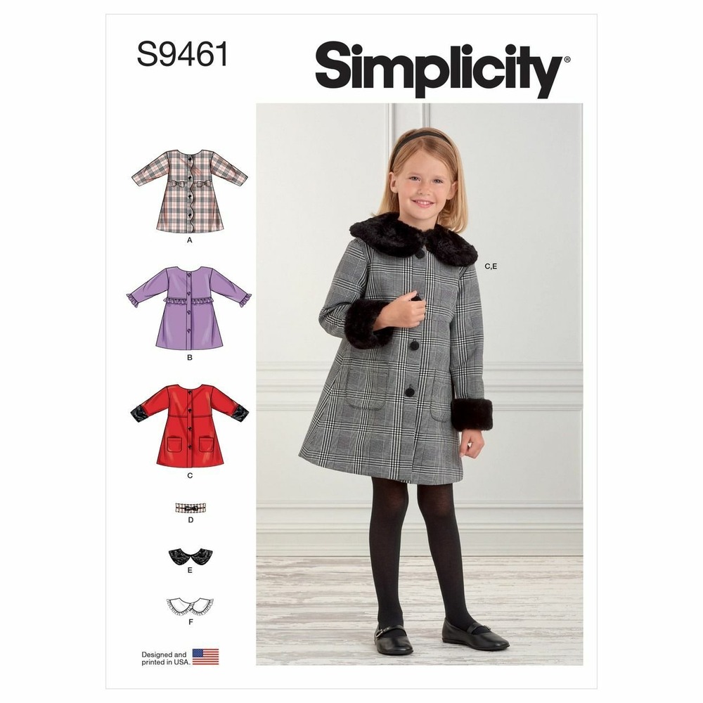 Simplicity Sewing Pattern 11263 9461 Coat‎ Girls Size 3-8